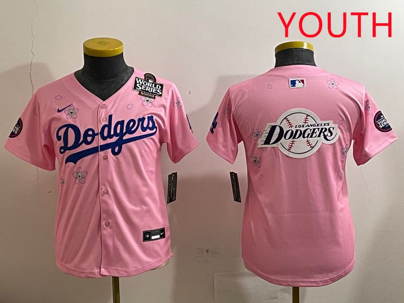 Youth Los Angeles Dodgers Blank Pink Sakura Edition 2025 Nike MLB Jersey style 27->youth mlb jersey->Youth Jersey